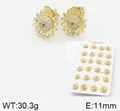 Orecchini a perno a girasole in rame placcato oro 18k con rubino e zirconi bianchi - Girasole