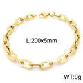 Bracciale a catena rettangolare in acciaio al titanio dorato con chiusura a moschettone - Stile B Bracciale Oro (KB160627-Z)