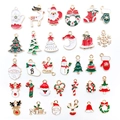 Detailed set of Christmas alloy enamel charms featuring Santa, reindeer, and trees for DIY - Mixed 38 Enamel Christmas Styles 46g-M457