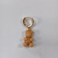 Gummy bear hoop earrings with caramel resin bear and micro-inlaid clear zirconias - Light Coffee