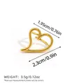 Polished golden heart-shaped metal ring with 2.3cm width and 1.95cm height dimensions - Gold Heart Mirror Surface Ring (BYJZ240618-7)