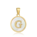 18k gold plated round necklace pendant with white mother of pearl and letter G - Letter G Style