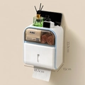 Blauwe en witte wandgemonteerde toiletpapierhouder met opbergplank voor de badkamer - Zonder Stang / Blauw en Wit
