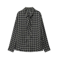 Vintage Karobluse im britischen Stil in Dunkelgrün mit eleganter Schluppe am Ausschnitt - XS / Grün-schwarzes Karo