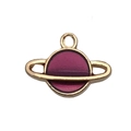 Purple and gold planet-shaped alloy charm pendant for DIY jewelry making accessories - Planet (12x16mm)