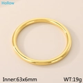 Polished golden hollow stainless steel bangle featuring inner diameter 63x6mm 19g weight - Inner 63x6mm / Gold (KB191580-GC)