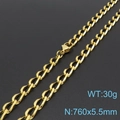 Goldene Edelstahl Panzerkette 760x5.5mm für Damen mit sicherem Karabinerverschluss - Goldene Halskette (KN197709-Z)