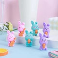 Cute bunny pencil erasers in pink blue and purple colors with guitar and carrot shapes - Little Rabbit Shaped Eraser