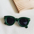 Retro cat-eye thick frame sunglasses in dark green finish with black shaded lenses - Green