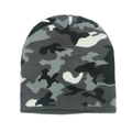Grey camouflage knit beanie for men, outdoor thermal winter skull cap with knit texture - M (56-58cm) / Dark Gray