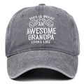 Vintage dunkelgraue Baseballkappe aus gewaschener Baumwolle mit Grandpa Bestickung - Einheitsgröße / Grau