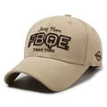 Retro khaki cotton baseball cap with 3D embroidery and side logo on a white background - Adjustable / Khaki
