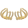 Boucles d'oreilles griffes plaquées or 18K avec zircons cubiques micro-pavés brillants - Or VE652