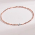 Rosa Süßwasserperlenkette mit einem minimalistischen silbernen T-Verschluss - Rosa Perlen Silberne T-Schnalle Kette (TAT-523)
