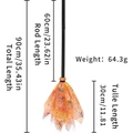Detailed dimensions of Halloween witch broom with orange mesh and black handle - Colorful Spider Web Orange