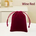 Premium wine red velvet jewelry pouch with elegant dual drawstring closure for gifts - 7cm*9cm / Burgundy