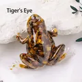 Tiger Eye crystal and gold foil resin frog figurine for natural home decoration - Tiger's Eye