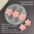 Stampo in silicone a 7 cavità a forma di ciliegio per decorazione torte e resina - Stampo a 7 Fori Sakura a 5 Petali