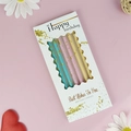Spiral birthday candles in blue pink and yellow set of 6 in a golden window box - Wave Box Colorful Pencil Candle