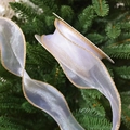 White organza ribbon with gold glitter edges wrapped on a Christmas tree branch - Pure White with Gold Rim