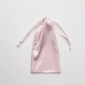 Pink faux silk drawstring storage bag with ribbon ties for sleep masks and accessories - Taro Purple