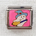Detailed view of pink enamel Halloween ghost charm for Italian modular bracelet - Wizard Ghost