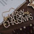 Targa Merry Christmas in legno naturale con stelle glitterate oro e cordino - 7*18CM / Tabellone per Lettere Piccolo Color Legno