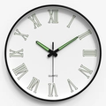 Luminous 25cm silent wall clock with black roman numerals and quartz movement - 12 Inch / Roman Numerals White Dial Black Frame