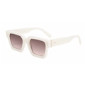 Retro square white sunglasses with thick frames and pink gradient lenses for women - Beige Frame Grey Pink Lens