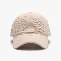 Gorra de béisbol beige vintage con detalles deshilachados y acabado de algodón lavado - Ajustable / Beige