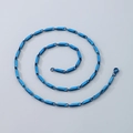 Blue colored stainless steel bamboo link chain necklace with lobster clasp closure - Blue Necklace (KN288354-Z)