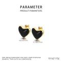 Detailed view of heart-shaped earrings with product dimensions 18x17mm and 6g weight - Black