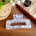 Classic oversized acetate hair claw clip with purple marble pattern and hollow geometric design - Dazzling Light Purple 13cm