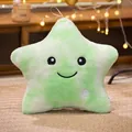 Star shaped plush pillow in grass green with a smiling face and LED power button - Grass Green Star
