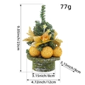 Mini artificial Christmas tree in green hat with golden ornaments, 23cm height specs - Gold