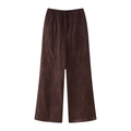 Pantalones anchos marrón oscuro con bordado floral y cintura elástica con cordón - XS / Pantalones Color Café