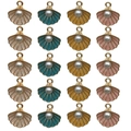 Set of 20 enamel shell charms with imitation pearls in beige teal yellow and pink - 20Pcs Multi-color Enamel Shell Set