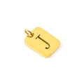 Golden titanium steel rectangular pendant featuring a hollow letter J design - Letter J (J-Pendant)