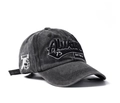 Detail of vintage washed dark gray cotton baseball cap with 3D embroidery on the side - M (56-58cm) / Black