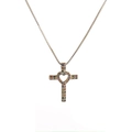 18k gold plated copper cross necklace with heart cutout and colorful zircon stones - Colorful Zirconia