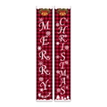 Bannières de porte Joyeux Noël à carreaux rouges et noirs avec motifs rennes - Style Joyeux Noël à Carreaux Buffalo / 180*30cm (Tissu Oxford 600D)