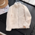 Damen Fleecejacke in Off-White mit Stehkragen und weichem Reißverschluss-Design - S / Weiß