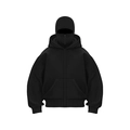 Schwarzer Y2K Zip-Hoodie mit integrierter Sturmhaube und Kängurutasche - Einfarbig Schwarz