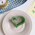 Matte heart-shaped hair claw clip in grass green finish for stylish women hairstyles - Approx 6.5cm / Green Heart