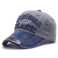 Vintage baseball cap in grey and blue patchwork with original embroidery detail - One Size / Navy Blue and Grey
