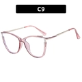 Pink cat-eye eyeglasses frame with gold metal temples and transparent resin finish C9 - Transparent Purple