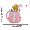 Pink Christmas mug embroidery patch detail with measurements 6.8x6cm and weight 2.2g - Hot Drink Cup 7#