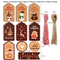 100er Set Weihnachtsanhänger aus Kraftpapier mit gemischten Motiven und Schnüren - MC6-55 Stil / 100 Stück/Packung