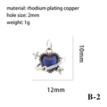 Rhodium-plated copper planet heart pendant with purple-blue crystal and zircons - Silver Heart Planet B-2 (Purple)