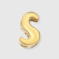 Minimalist S925 sterling silver bubble letter S pendant bead in golden finish - Letter S / 14K Gold